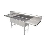American Tables & Seating MET-SE-16203D24 96" Three Compartment Sink, 16"Wx20"L Bowl-2 Drainboards 1 image