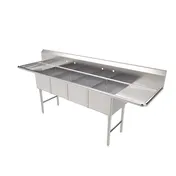 American Tables & Seating MET-SE-16204D18 110" (4) Compartment Sink, 16"Wx20"L Bowl w/2 Drainboards 1 image