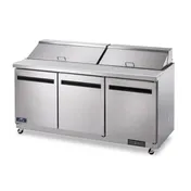 Arctic Air AMT72R 72" Three Section Mega Top Sandwich & Salad Prep Table w/ 3 Doors, 27 Pans 1 image