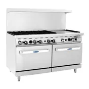 Atosa USA AGR-6B24GR-NG 60" Gas Restaurant Range w/ (6) Open Burners, 24" Griddle, 294.000 BTU 1 image
