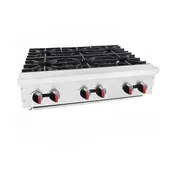 BakeMax BAFA6M-36 36" Countertop Gas Hotplate with (6) Burners, Manual Controls, 180.000 BTU 1 image