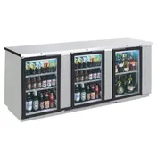 Beverage Air BB72HC-1-GS-S 72" 3 Section Stainless Steel Back Bar Cooler with Glass Door 1 image
