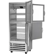 Beverage Air RID18HC-HGS 27" 1-Section Pass-Thru Refrigerator w/ 2 Solid & 2 Glass Half-Doors, Bottom Mounted, 18.38 cu. ft. 4 image
