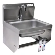 BK Resources BKHS-D-1410-1-BKK-PG 14" Wall Mounted Hand Sink w/Hands Free Faucet-Double Knee Valves 1 image