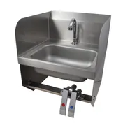 BK Resources BKHS-D-1410-1SSBKKPG 14" Wall Mounted Hand Sink w/Hands Free Faucet-Double Knee Valves 1 image