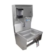 BK Resources BKHS-W-1410-1-4DTDPG 14" Wall Mounted Hand Sink with Faucet, Knee Valves & Dispensers 1 image