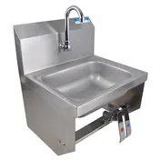 BK Resources BKHS-W-1410-1-BKKPG 14" Wall Mounted Hand Sink w/Hands Free Faucet & Double Knee Valves 1 image