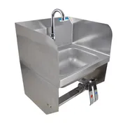 BK Resources BKHS-W-1410-1SSBKKPG 14" Wall Mounted Hand Sink w/Hands Free Faucet&Double Knee Valves 1 image