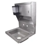 BK Resources BKHS-W-1410-4D-TD 14" Wall Mounted Hand Sink without Faucet with Soap&Towel Dispenser 1 image