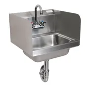 BK Resources BKHS-W-1410-SS-PT-G 14" Wall Mounted Hand Sink with Faucet- 3 Splashes 1 image
