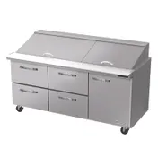 Blue Air BLMT72-D4LM-HC 72-3/8" 1-Door 4-Drawer Mega Top Sandwich Prep Table, (30) 1/6 Size Pans 1 image