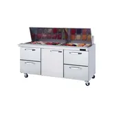 Blue Air BLMT72-D4RL-HC 72-3/8" 1-Door 4-Drawer Mega Top Sandwich Prep Table, (30) 1/6 Size Pans 1 image