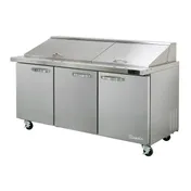 Blue Air BLMT72-HC 72-3/8" 3-Door Mega Top Sandwich Prep Table, (30) 1/6 Size Pans, 20.2 cu. ft. 1 image