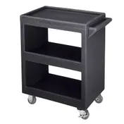 Cambro SC225S110 NSF Black Polyethylene 3-Shelf Service Cart - 28" x 16" x 32.25" 1 image