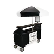 Cambro CVC72110 Camcruiser Black Vending Cart w/ Umbrella, 3 Counter Wells, 3 Compartments 1 image