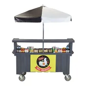 Cambro CVC72191 Camcruiser Granite Gray Vending Cart w/ Umbrella, 3 Counter Wells, 3 Compartments 1 image