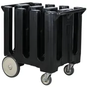 Cambro DC700110 6 Column Black Polyethylene Dish Caddy Cart, 360 Plate Capacity, 32.625"W x 23.5"L x 31.75"H 1 image