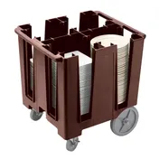 Cambro DCS1125131 Dark Brown Polyethylene Versa Dish Caddy, 4 Columns, 30-39" Height, Vinyl Cover, 201-400 Plates 1 image