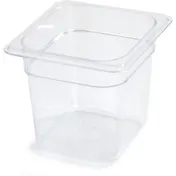 Carlisle 3068507 StorPlus Food Pan 1/6 Size 2.5 Qt Polycarbonate Clear -40 to 212°F Dishwasher Safe 1 image