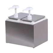 Carlisle 38502 Topping Rail Dispenser 9-5/8"L x 7-3/4"W x 10-3/4"H Dual Steel 2 Pumps, 2 2.5 Qt Jars 1 image