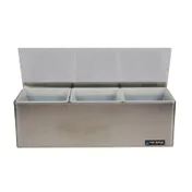 Carlisle B6183L EZ-Chill Garnish Center, 18"W x 5-3/8"D x 5-7/8"H, 3-Compartment, Stainless Steel 1 image