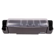 Carlisle BD4005S The Dome Garnish Center, 22"L x 7-1/2"W x 8-1/2"H, Black, 2-qt Tray & 4 1-pt Trays 1 image