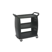 Carlisle CC203603 3 Shelf Black Utility / Bus Cart w/ 300 lb. Capacity - 36"L x 18"W 1 image