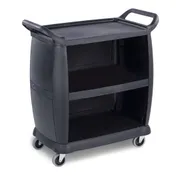 Carlisle CC2036P03 3 Shelf Black Small Bussing Cart w/Panels - 18" x 36.25" x 38" 1 image