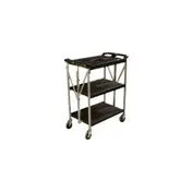 Carlisle SBC152103 Fold 'N Go Black Folding Utility Cart, (3) 15" x 20-1/2" Shelves 1 image