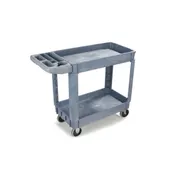 Carlisle UC452523 Gray Bin Top 2 Shelf Utility Cart - 45" x 25"  1 image