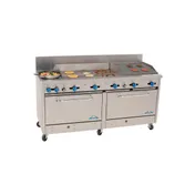 Comstock-Castle F3226-1.5RB-30B 60" Gas Restaurant Range w/ (2) Open Burners, 30" Griddle, 18" Charbroiler, (2) Standard Ovens, 198.000 BTU 1 image