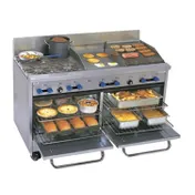 Comstock-Castle F3226-18-1.5RB 60" Gas Restaurant Range w/ (4) Open Burners, (1) 18" Griddle, (1) 18" Charbroiler, (2) Standard Ovens, 244.000 BTU 1 image