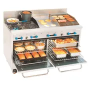 Comstock-Castle F33018-18-1.5RB 60" Gas Restaurant Range w/ (4) Open Burners, (1) 18" Griddle, (1) 18" Charbroiler, (1) Standard Wide Oven, (1) Space Saver Oven, 227.000 BTU 1 image