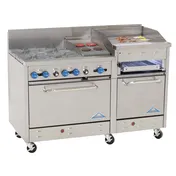 Comstock-Castle F33018-2RB 60" Gas Restaurant Range w/ (6) Open Burners, (1) 24" Charbroiler, (1) Standard Wide Oven, (1) Space Saver Oven, 276.000 BTU 1 image