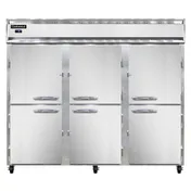 Continental Refrigerator 3FESNSSHD 85" Three Section Reach-In Freezer w/ 6 Half Solid Doors, All Stainless Steel, 63 cu. ft. 1 image