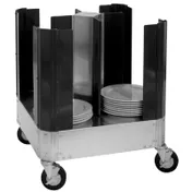 Cres Cor 50113180 Aluminum Poker Chip Dish Dolly with 4 Section Platform, 30-39" Height, Black, 180 Plates Capacity 1 image