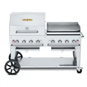 Crown Verity CV-MCB-60RGP-NG 60" Natural Gas Mobile Outdoor Grill w/ Griddle and Roll Dome Pkg 1 image
