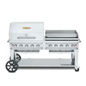 Crown Verity CV-RCB-72RGP-SI-BULK 72" Outdoor Rentall Grill w/ Griddle and Roll Dome Pkg, Bulk Tank 1 image