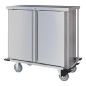 Dinex DXPTQC1T2D12 Stainless Steel 12 Trays TQ Compact Meal Delivery Cart w/ 2 Doors 1 image