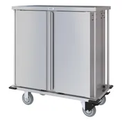 Dinex DXPTQC1T2D14 Stainless Steel 14 Trays TQ Compact Meal Delivery Cart w/ 2 Doors 1 image
