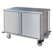 Dinex DXPTQC2T2D20 Stainless Steel 20 Trays TQ Compact Meal Delivery Cart w/ 2 Doors 1 image