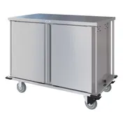 Dinex DXPTQC2T2D24 Stainless Steel 24 Trays TQ Compact Meal Delivery Cart w/ 2 Doors 1 image
