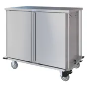 Dinex DXPTQC2T2D28 Stainless Steel 28 Trays TQ Compact Meal Delivery Cart w/ 2 Doors 1 image