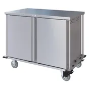 Dinex DXPTQC2T2DPT24 Stainless Steel 24 Trays TQ Compact Meal Delivery Cart w/ 2 Doors 1 image