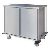 Dinex DXPTQC2T2DPT28 Stainless Steel 28 Trays TQ Compact Meal Delivery Cart w/ 2 Doors 1 image