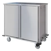 Dinex DXPTQC2T2DPT32 Stainless Steel 32 Trays TQ Compact Meal Delivery Cart w/ 2 Doors 1 image