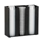Dispense-Rite CTCO-3BT 3-Sec Cup/Lid Organizer, 9-1/8" x 10" x 3-1/2" Mount, 2-4 oz Cups, 3" Black PS 1 image
