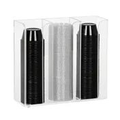 Dispense-Rite CTCO-3CL Cup/Lid Organizer, 9-1/8" H, 10" W, 3-1/2" D, Acrylic, Holds 2-4 Oz, 3" Diameter 1 image