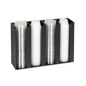 Dispense-Rite CTCO-4BT Cup/Lid Organizer, 4-Sec Mount, 9-1/8"Hx13-1/4"Wx3-1/2"D, 3" Max 2-4 oz BlkPS 1 image