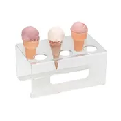 Dispense-Rite CTCS-6C Ice Cream Cone Holder, Six 1-5/8" Holes, Acrylic Clear, 5"H x 9-3/4"W x6-1/4"D 1 image